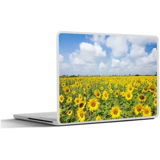MuchoWow Laptop-Aufkleber Sonnenblumen - Blumen - Wolken - Natur - Gelb - Landschaft, (1tlg), Aufkleber Geeignet für Laptops, Schutz vor Kratzern, Sticker, 32x23 cm bunt Ø 39.94 cm x 32.5 cm x 23.5 cm