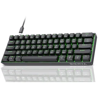Dierya DK61se Gaming Tastatur,60% Prozent Mechanische Tastatur mit Blue Clicky Switch,Ultra-Compact Mini 61 Tasten Anti-Ghosting,Typ-C-Datenkabel,US Layout für PC Windows Gamer Typist,Schwarz