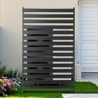 Vevor Paravent 95,5x183 cm, Raumteiler aus Metall, Trennwand mit Erdspieße, Sichtschutz, Raumtrenner, Dekorative Sichtschutzwand, Ideal für Garten, Terrasse, Hof, Balkon, Schwarz