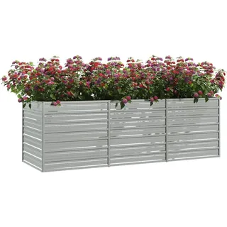 vidaXL Garten-Hochbeet verzinkter Stahl rechteckig 240 x 80 x 77 cm Silber 