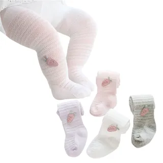 Strumpfhosen Für Mädchen Baby/kinder Set of 4, Atmungsaktive Netzstrumpfhose Für Kleinkinder, 0-6 Jahre Alt Sommer Neugeborene Karottenstrümpfe Leggings (4 Farben,6-12 Monate)