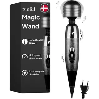 Sinful Massagestab mit Kabel - Vibrator Wand mit Starker Vibration - Massagestab Klitoris Stark – Magic Wand für Frau - Vibrator Mit Kabel – Massagestab für Frauen Sex Sehr Stark - Massage Wand
