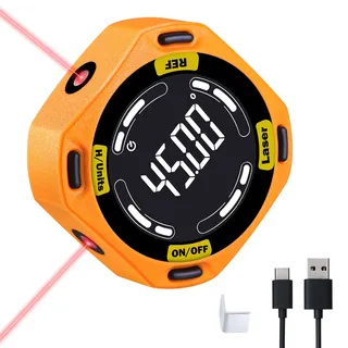 Winkelmesser Digital, 5-Seite Winkelmesser Digital Magnetisch mit Laser-Nivellierungswerkzeug, Neigungsmesser Digital für Zimmerei, Bau, Heimwerker, Levelbox für Holzbearbeitungsmessungen