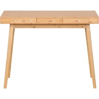 ad.con Schreibtisch mit 3 Schubladen aus Bambus Arbeitstisch für Büro Home Office oder Arbeitszimmer 100x50x75cm Natural