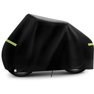 Woltu Fahrradabdeckung wasserdicht, robuste Fahrradgarage aus 190T Oxford-Gewebe, wetterfest, schwarz, 200x70x110 cm