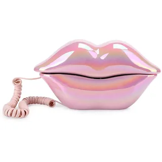 PUSOKEI Lips Festnetztelefon, lustiges schnurgebundenes Telehone Galvanisieren Lip Plastiktelefon, modisches Lippenform-Telefon mit Nummernspeicherfunktion für das Home Office