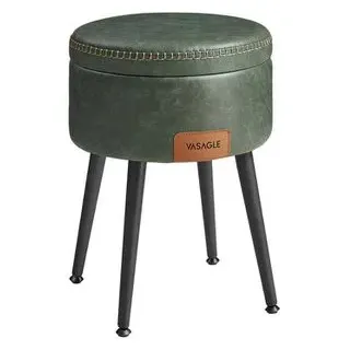 VASAGLE Hocker mit Stauraum LOM005C01 dunkelgrün Kunstleder