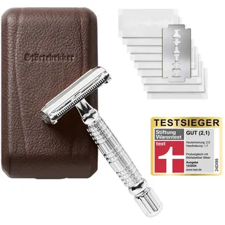Störtebekker Shaving Accessories Störtebekker® Premium Rasierhobel Herren Hamburg - Rasierset mit 10 Rasierklingen & Leder-Etui - Nassrasierer Herren inkl. Reise-Etui mit Spiegel - *TESTSIEGER* Stiftung Warentest (12/2024)