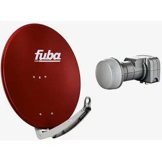 Fuba Sat Anlage 2 Teilnehmer | DAA 780 R Satellitenschüssel 80cm Alu rot (Testergebnis: ausgezeichnet)* + Fuba DEK 217 Twin LNB 2 Teilnehmer