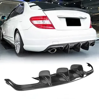 Auto Heckdiffusor für Mercedes Benz C Class W204 C63 AMG Sedan Pre-facelift 08-2011, Diffusor Stoßstange Hinten, Big Fin Heckdiffusor, Heckschürze Lippe Diffusor Spoiler Heckchassis Splitter Bodykit