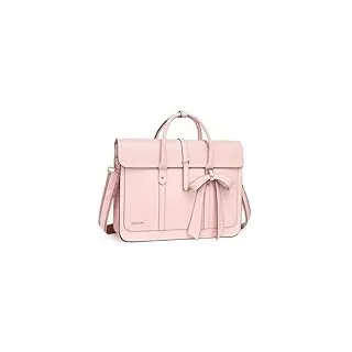 MOSISO 17,3 Zoll Laptoptasche für Damen, 17 Zoll PU Leder Laptop Umhängetasche Umrüstbar auf Rucksack, Lässig Handtasche Aktentasche Arbeit Reisen Tasche mit Schleifenknoten, Rosa