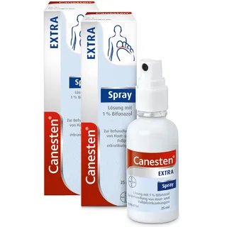 Canesten EXTRA Spray | zur Behandlung von Hautpilz | schnell wirksam gegen Fadenpilze, Hefen oder Schimmelpilze | mit Bifonazol | 25ml (2er Pack)