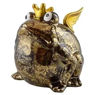 Pomme Pidou Keramik-Spardose Frosch Freddy M mit Flügeln braun & Gold, Weihnachten
