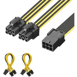 J&D 2er Pack 6 Pin Weiblich auf Dual 6 Pin Männlich PCI Express (PCIe) Grafikkarte PCI Express Splitter Kabel - 20cm