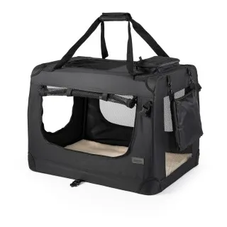 LIONTO Hundetransportbox & faltbar - schwarz S
