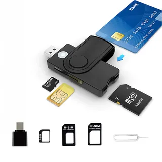 AiTURE CAC Smart Card Reader, 5 in 2 DOD Militär USB SIM/SD/TF/ID/IC Kartenadapter USB C SIM Kartenadapter Kompatibel mit Windows, Linux/Unix, MacOS X