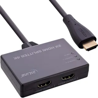 InLine HDMI Splitter/Verteiler, 2-fach, 4K/60Hz, mit integriertem Kabel