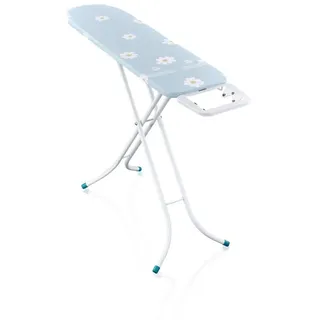 Leifheit Bügelbrett Bügeltisch Classic S Basic, Bügelfläche 30.0x110.0 cm, Höhenverstellbar, 110 x 30 cm, feste Bügeleisenablage, florales Design blau|gelb