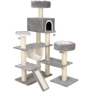 Kratzbaum Knusperhäuschen XXL mit Leiter - hellgrau (2 Pakete*)