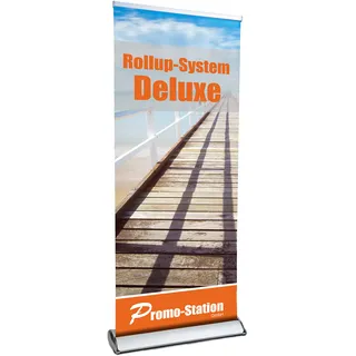 Roll Up Deluxe | Rollup Display inkl. Banner, inkl. Druck | einseitiges Alu Roll-Up | inkl. Tragetasche | Rollup Banner Bannerdisplay Werbebanner Aufsteller für Werbung (100cm x 200cm)