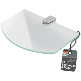 bonsport Badregal Glas Regal, Glasregal Milchglas halbrund 25.4 x 14 x 0.6 cm 25.4 cm x 14 cm x 0.6 cm