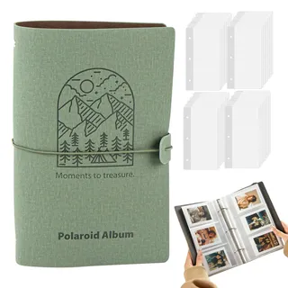 Mini Fotoalbum Einsteckalbum, 3 Zoll Photocard Binder, 180 Taschen PU-Leder Photo Album, Nachfüllbar Gebunden Fotobuch zum Einstecken, Vintage Fotoalbum Klein für Instax Mini, K-Pop Fotokarten