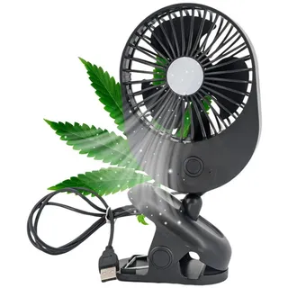 TronicXL Mini USB-Ventilator Grow Ventilator mit Clip Klemme Clipventilator für Growbox Zelt Box, für Growschrank Growzelt 3 Gewschwindigkeitsstufen schwarz