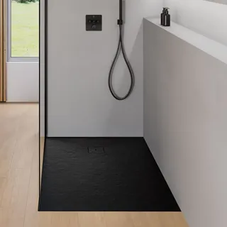 rivea Dia Rechteck-Duschwanne 100 x 80 x 3 cm Schwarz Matt (BR0512BM)