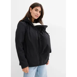bonprix 6-in-1 Umstands-Tragejacke mit herausnehmbarer Fleecejacke, schwarz, Gr.40, Multifunktionale Umstandsjacke für die Schwangerschaft und danach