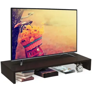 TV-Aufsatz mit Erhöhung,PC Regal Aufsatz Bildschirmerhöhung Hochglanz, Ideal für TV-Erhöhung und Schreibtischorganisation,Schwarz:90x30x15cm