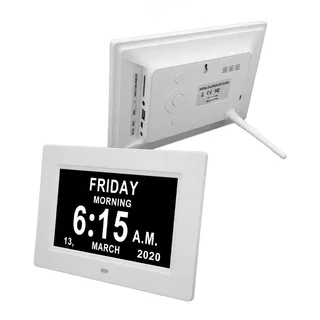 2023 7 Zoll Digitalkalender Tag Datum Uhr, Extra Großer Bildschirm, Automatische Dimmung, Elektronische Tagesuhren, Individuelle Erinnerungen für Senioren, ältere (EU-Stecker)