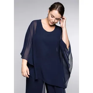 Tunika SHEEGO "Große Größen" Gr. 42, blau (marine) Damen Tuniken in eleganter 2-in-1-Optik