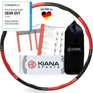 KIANA SPORTS® Hula Hoop Reifen Erwachsene inkl. Tasche und Übungsplan [1,2 kg] - Stabiler Hoola Hoop aus Deutscher Entwicklung - Hullahub Reifen zum Abnehmen - Gymnastikreifen im Wellendesign