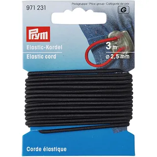 Prym Elastic-Kordel Polyester Schwarz 2,5 mm x 3 m