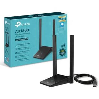 TP-Link Archer TX20U Plus WLAN Stick Für PC, WiFi 6 AX1800 Dual Band, USB 3.0, MU-MIMO, Antennen mit hoher Verstärkung, WPA3-Verschlüsselung, Kompatibel mit Windows 11/10, Schwarz, único