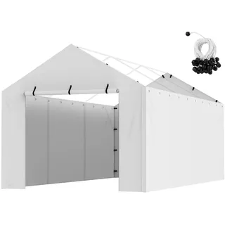 Vevor Carport Garagenzelt 3 x 6 m, Zeltgarage, wasserdicht und UV-geschützt, Schuppen Auto, einfache Installation mit Spanngurten, weiß (Oberteil und Rahmen Nicht im Lieferumfang enthalten)