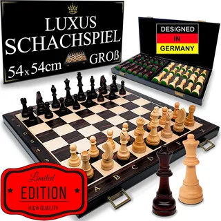 APEQi® Luxus Schach - extra großes Schachspiel Holz HOCHWERTIG [ 54x54cm ]