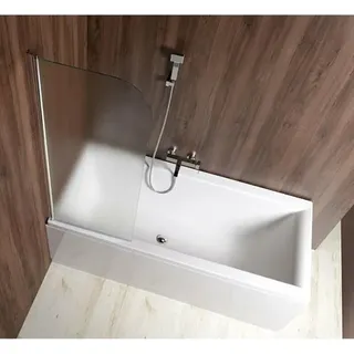 HAK VILMA Wannenabtrennung 600mm, Chrom, links, Brickglas