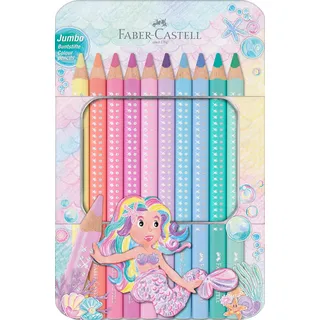 Faber-Castell 210910 - Jumbo Sparkle, 10 dicke Buntstifte in Pastellfarben, Malstifte für Kinder