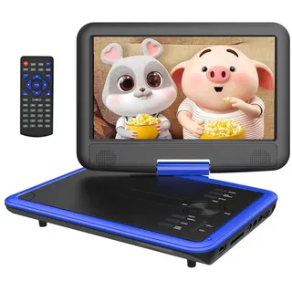 Boifun 11.5" Tragbarer DVD Player Tragbar mit 9.5" HD-Schwenkbildschirm Portabler DVD-Player (Unterstützung für USB/TF-Karte/AV-Übertragung, 32 GB Festplatte, Unterstützung Sync TV/USB/TF-Karte) blau