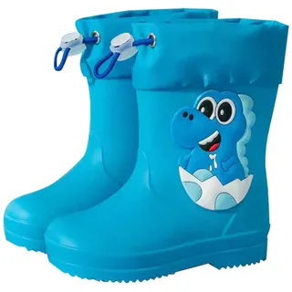 LOIJMK Gummistiefel Kinder Wasserdicht Stiefel Regenschuhe Rutschfest Wasserdicht Kinderstiefel mit Schnürung Hohe Regenstiefel Outdoor Stiefel Gartenschuhe für Jungen und Mädchen Gummistiefel - 21 EU