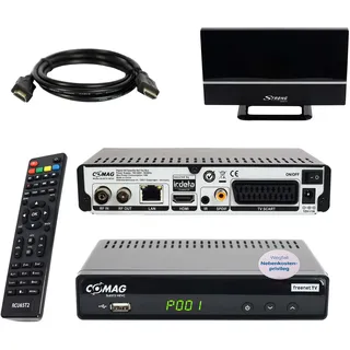 COMAG SL65T2 DVB-T2 Receiver, Freenet TV (Private Sender in HD), PVR Ready, Full-HD, HDMI, SCART, Mediaplayer, USB 2.0, 12V tauglich, 2m HDMI Kabel und DVB-T2 Zimmerantenne