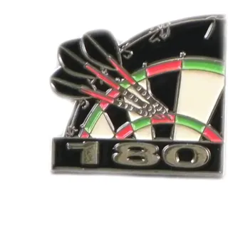 Emaille-Anstecknadel, Brosche, mit Dartpfeilen, Dartscheibe und Punktzahl 180, Metall
