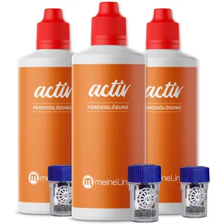 meineLinse activ Peroxidlösung 3 x 360ml + 3 Behälter - für die schonende Reinigung weicher & formstabiler Kontaktlinsen - konservierungsmittelfrei (3x 360ml + 3 Behälter)