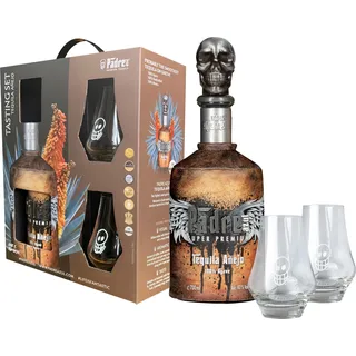 Padre Azul Tasting Set Tequila Anejo 40% • Premium Tequila Made in Mexico • Sehr weicher Anejo für den puren Genuss in Geschenkpackung inklusive zwei Gläser (1 x 0.7 l)