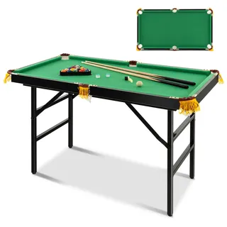 GOPLUS klappbarer Billardtisch, Billiard Tisch mit Zubehör, Snookertisch mit 16 Kugeln, 2 Queues, 2 Kreide, Bürste und Dreieck, Tischspiel für Kinder & Erwachsene, 122 x 64 x 78 cm (Grün)