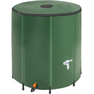 Tectake tectake® Regentonne, mit Hahn und Überlaufschutz, wetterbeständig, Oberseite abnehmbar