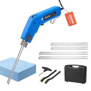 Vevor Styroporschneider, 200 W Styrocutter, 50-500 °C einstellbarer Schaumstoffschneider mit 150 mm & 200 mm Schneidklingen für KT-Platten, Polyethylen, Schwamm, Gummi – Werkzeugkasten enthalten