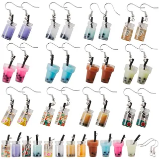 SUNNYCLUE 1 Box DIY Boba Pearl Milk Tea Ohrringe Herstellungsset Süße Bubble Tea Tropfenohrringe Lustige Ohrringe Schmuckherstellung Zubehör Für Frauen Anfänger