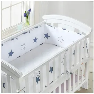 Luchild Bettumrandung, Höhe 28 mm, (Gepolsterte Bettgitterabdeckung, Sicherheitsumrandung für Kleinkinder), weiches, atmungsaktives Nestchen, einfache Montage & maschinenwaschbar weiß 28 mm | 180 cm